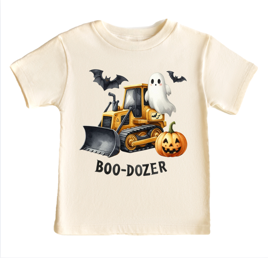 BOO-Dozer Boys Construction Halloween Ghost Tee Shirt