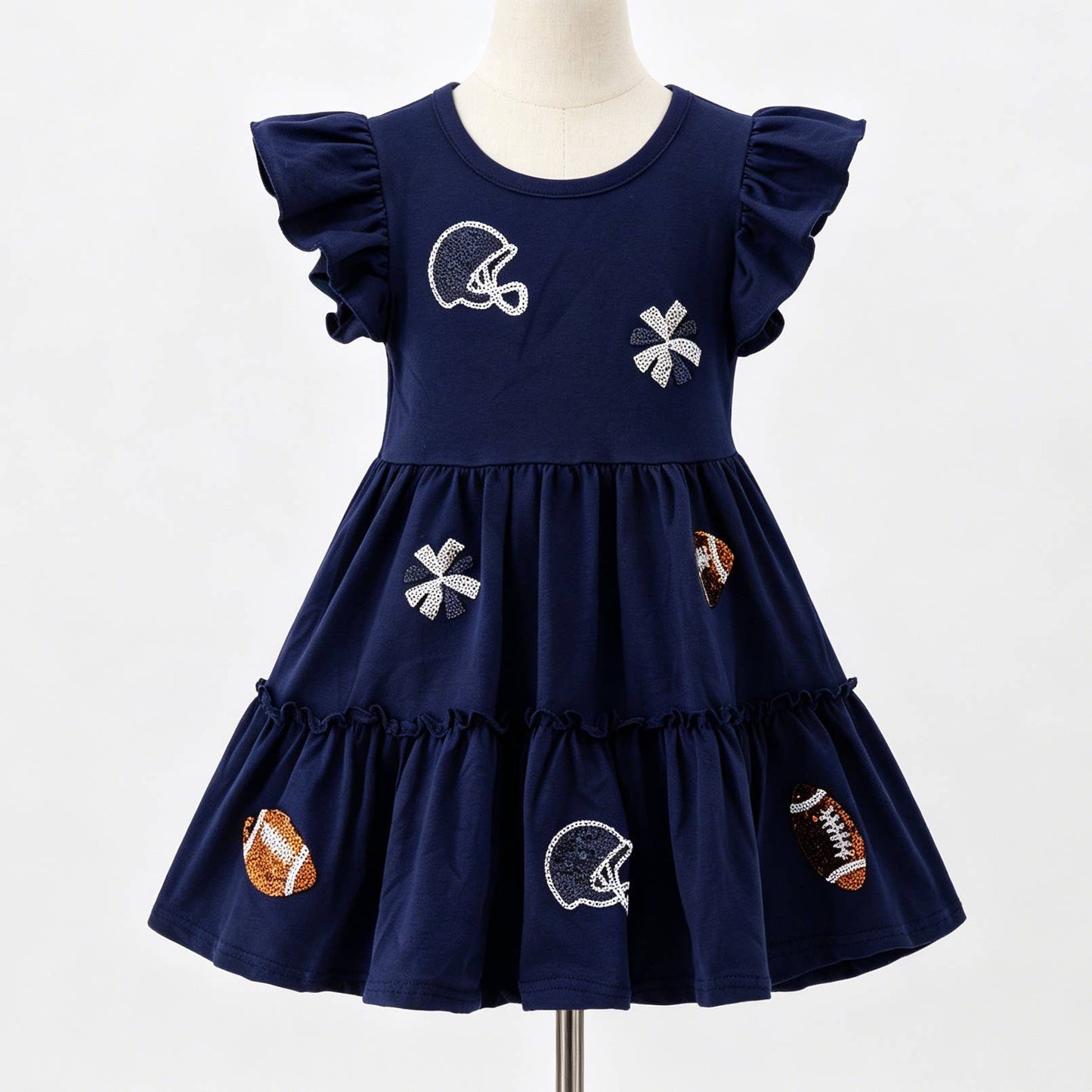 Navy Football Sequin Girls Dress