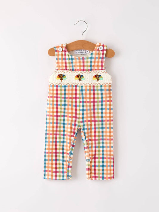 Fall Thanksgiving Plaid Baby Boys Romper