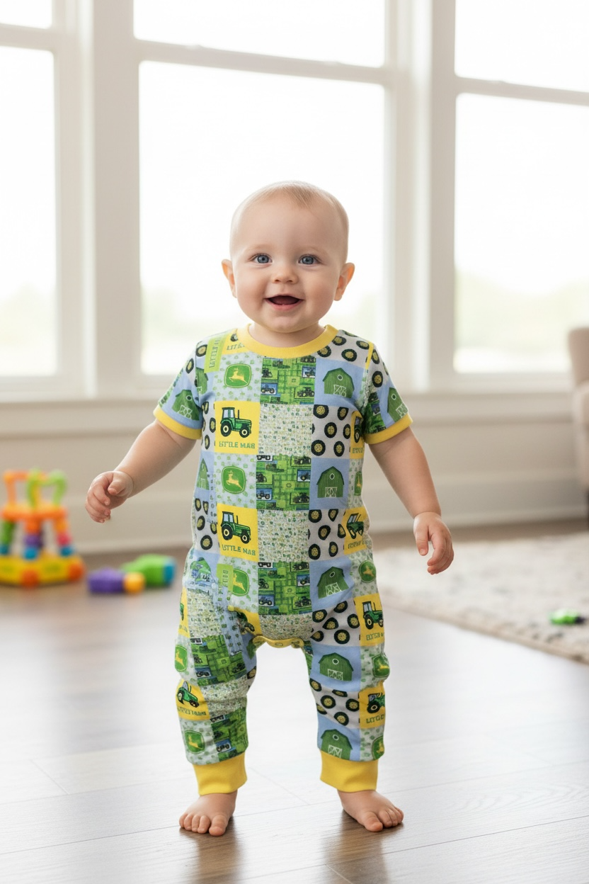 Tractor printed romper