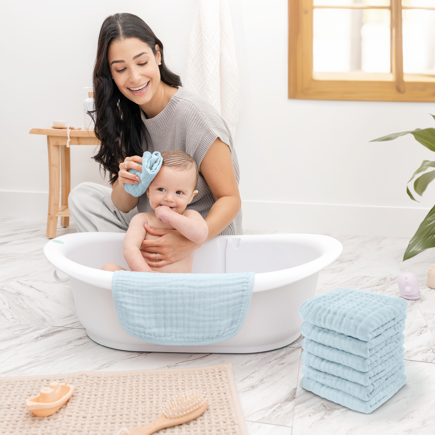 Baby Washcloths 100% Muslin Cotton by Comfy Cubs