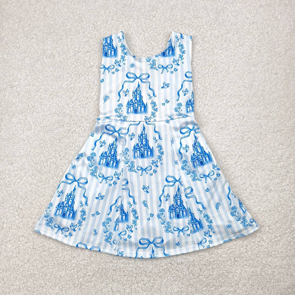 Baby Girls Blue Castles Yoga Skort Knee Length Dresses