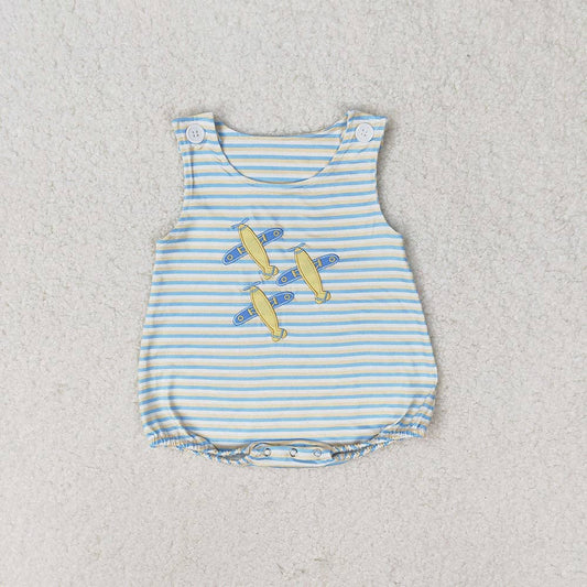 Baby Infant Boys Stripes Planes Sleeveless Rompers