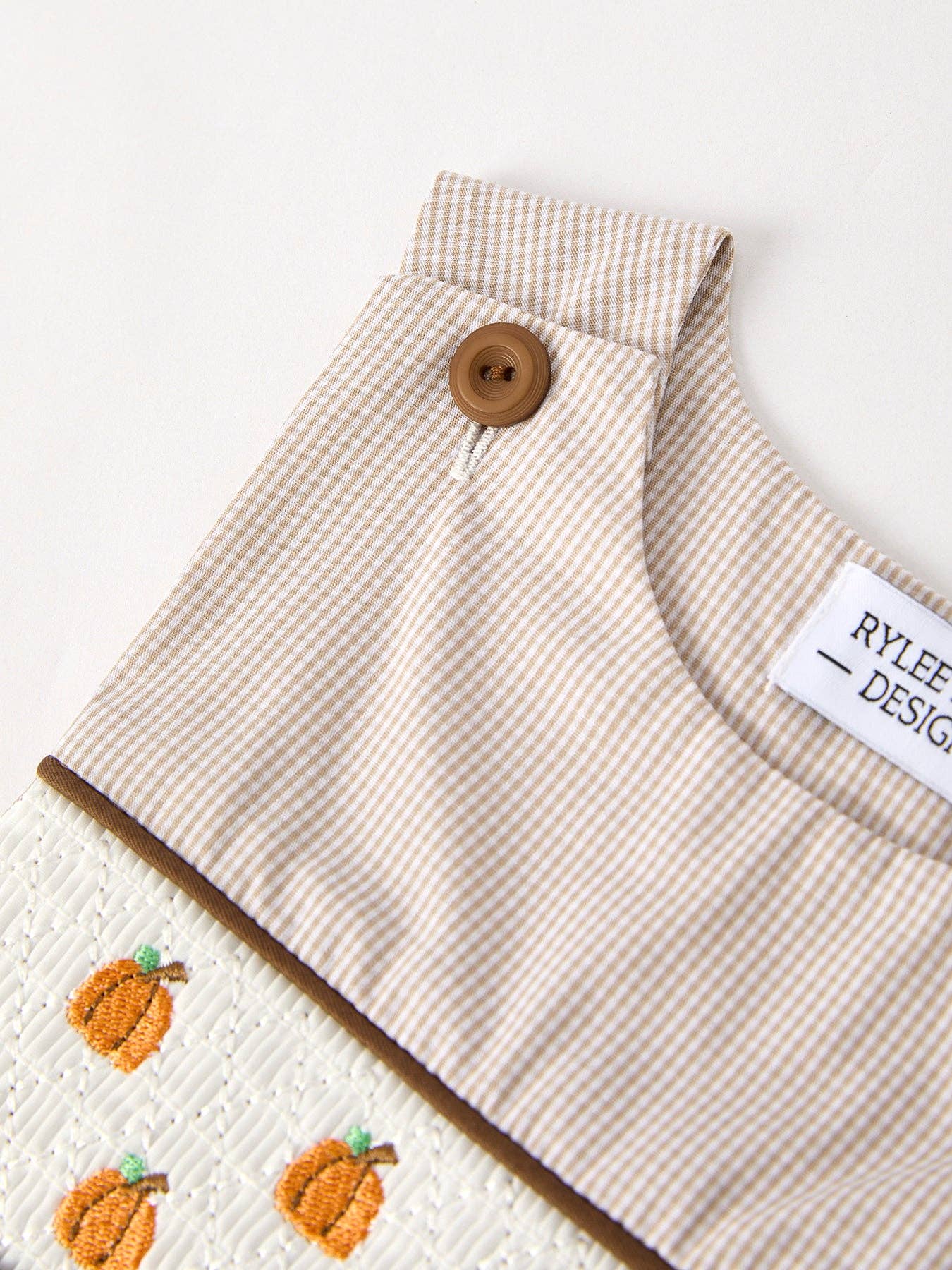 Fall Pumpkin Smock Embroidered Boys Romper