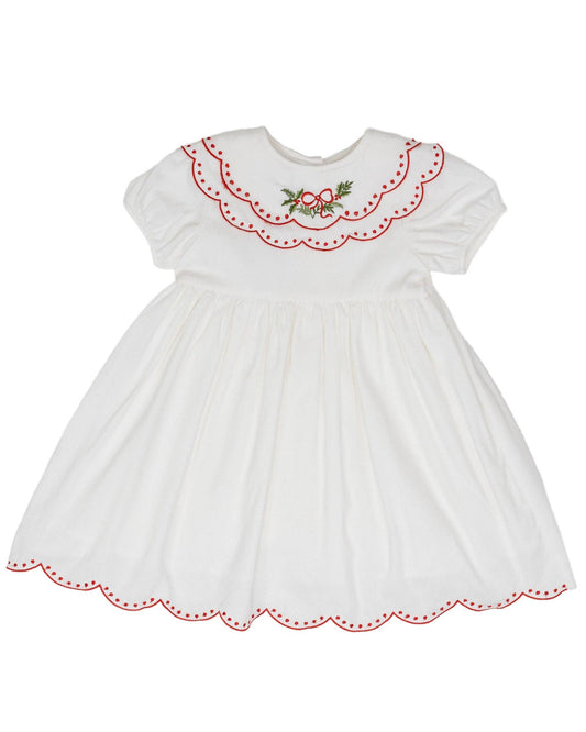 Collette White Holly Wreath Dress
