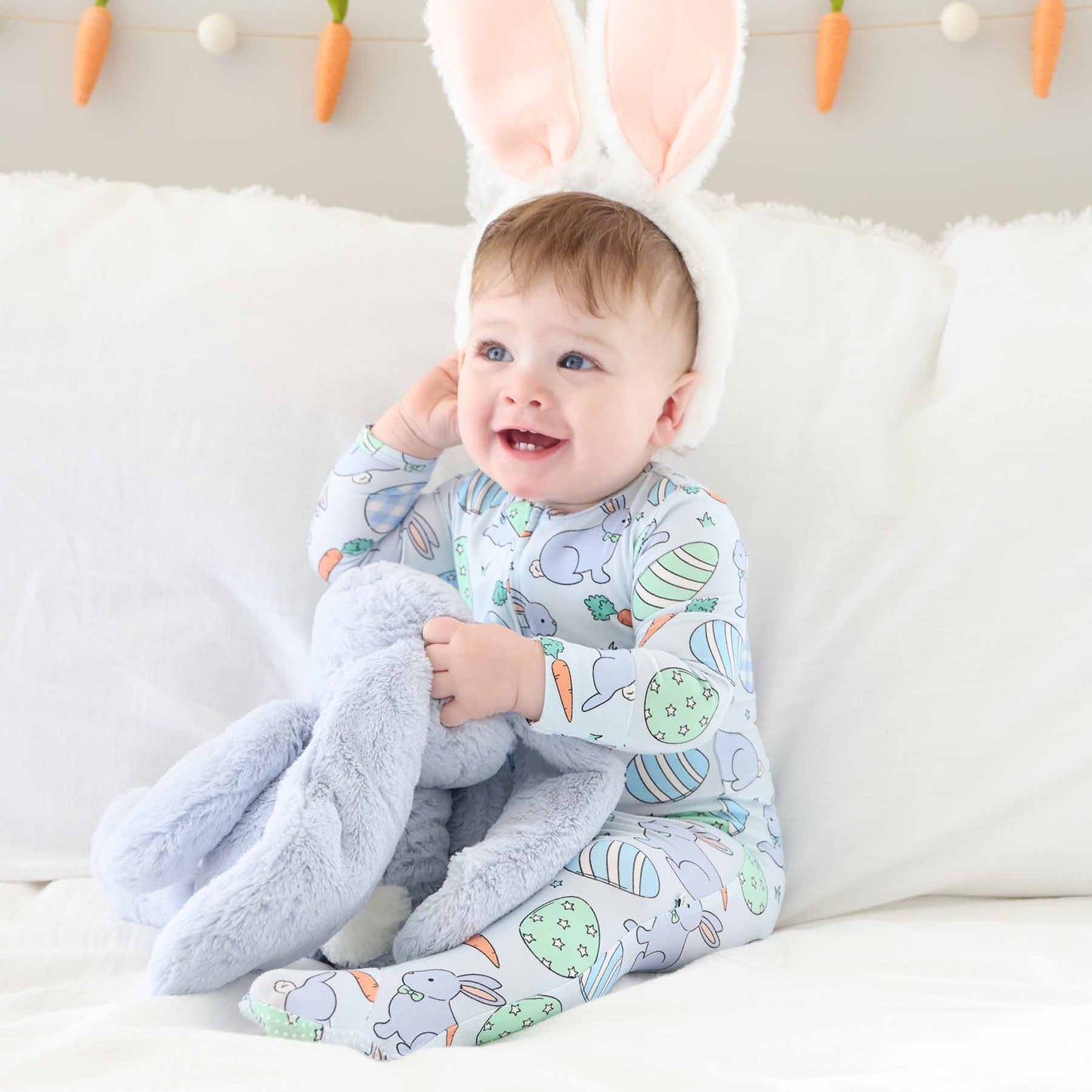Hoppy Spring Zipper Footie | Blue