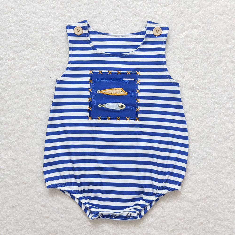 Baby Infant Boys Stripes Fishing Hooks Rompers