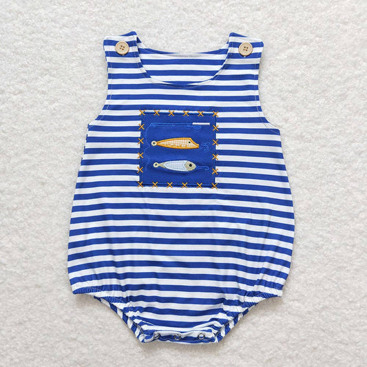 Baby Infant Boys Stripes Fishing Hooks Rompers