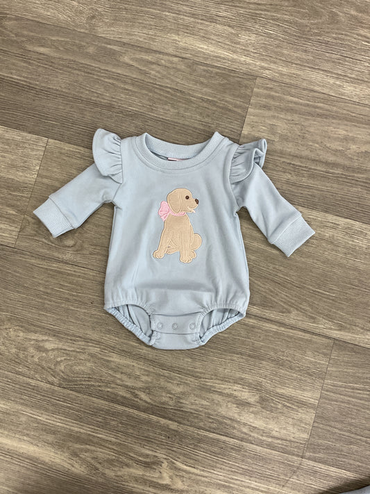 Banana Split Puppy Applique Girl Bubble