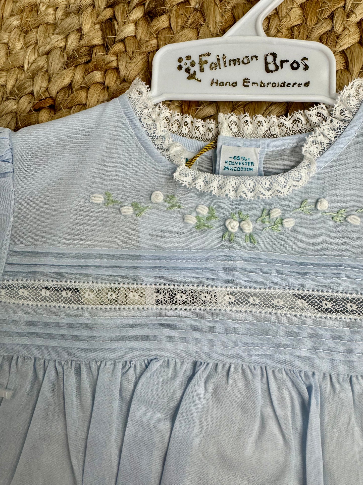 FB Blue Floral Bullions & Lace Romper