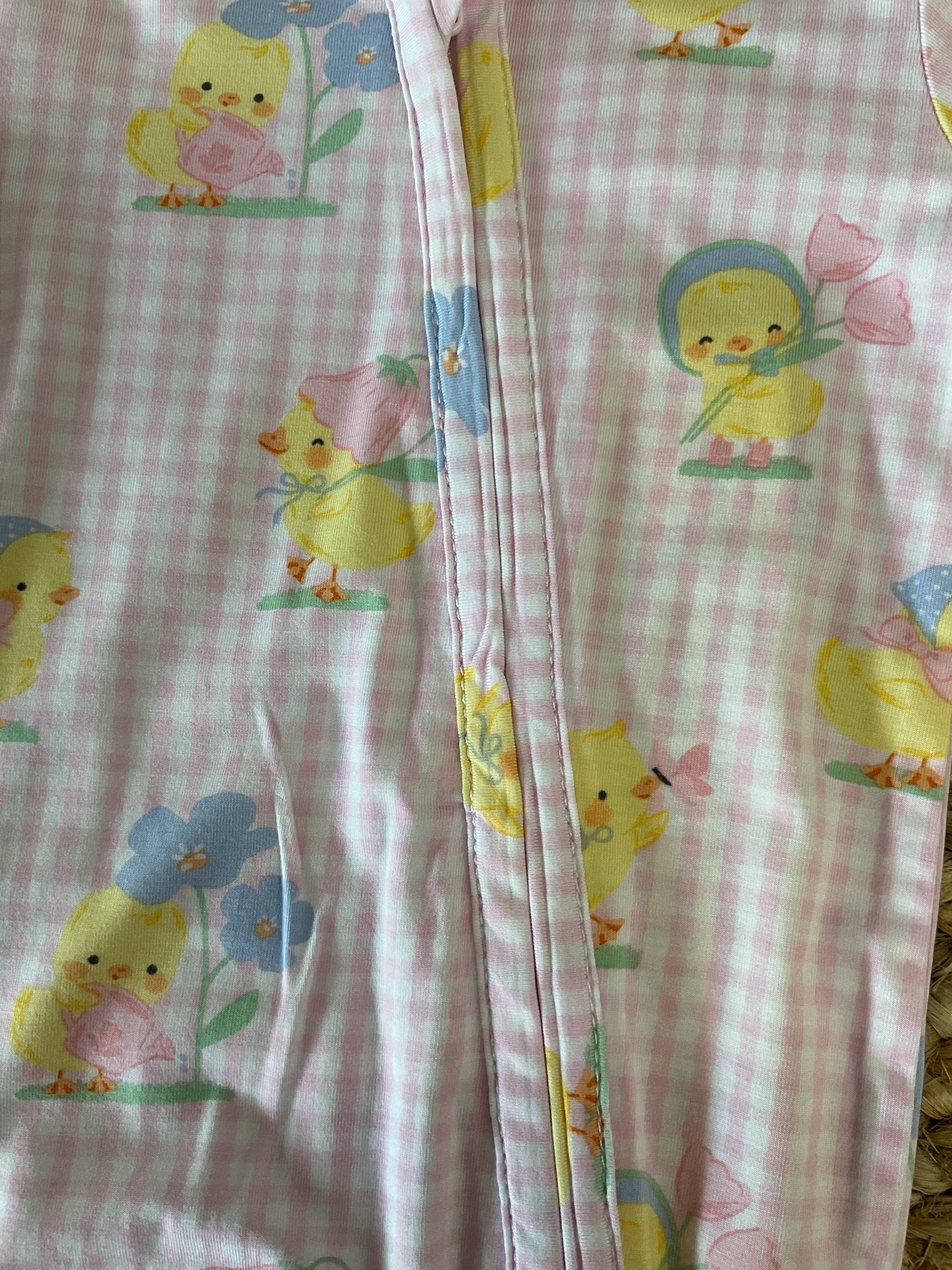 AD Vintage Spring Ducklings Pink 2 Way Zipper Footie