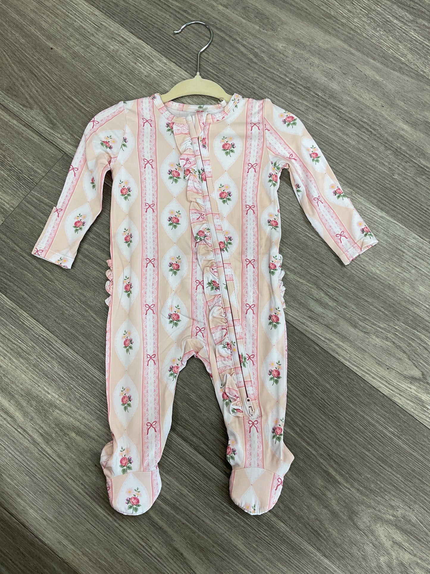 Lace Floral 2 Way Zipper Footie