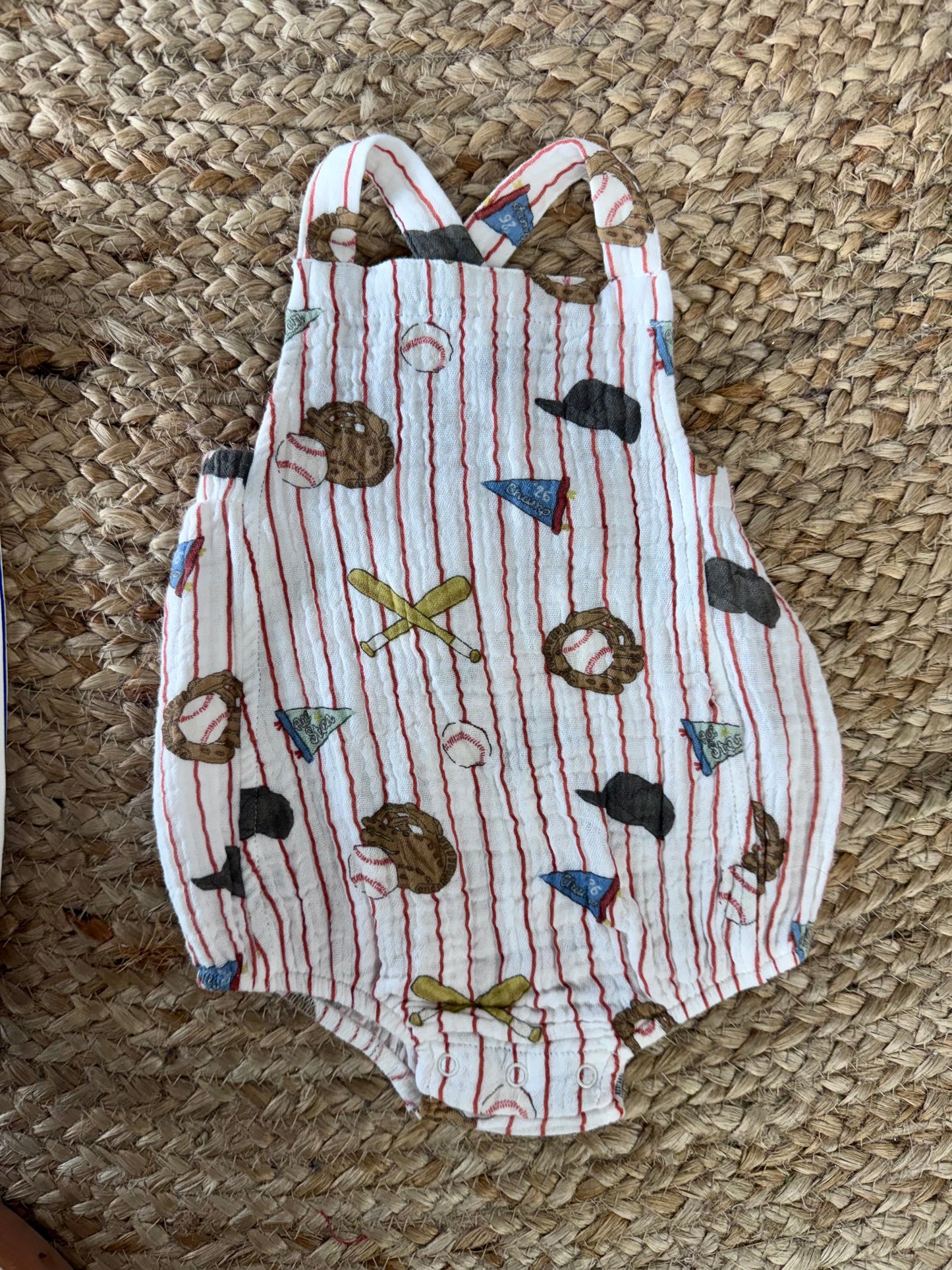 AD Vintage Baseball Stripe Sunsuit