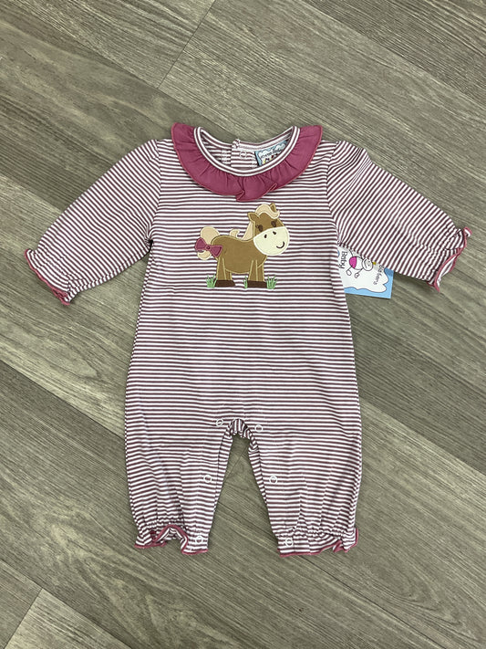 Three Sisters Horse Applique Girls Romper