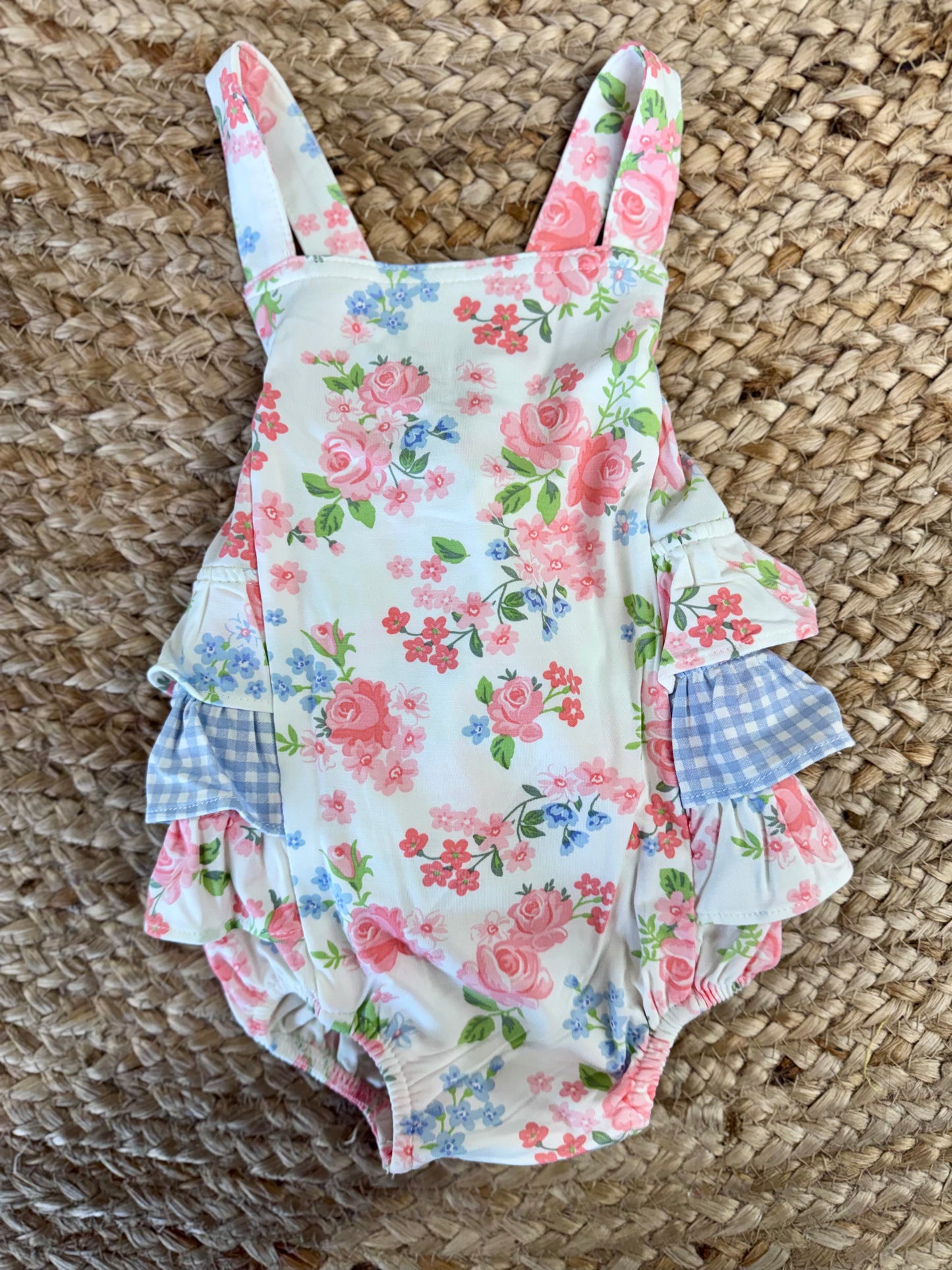 AD Cute Little Roses Ruffle Sunsuit