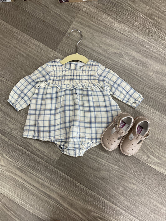 AD Blue Plaid Smocked Ruffle Bubble