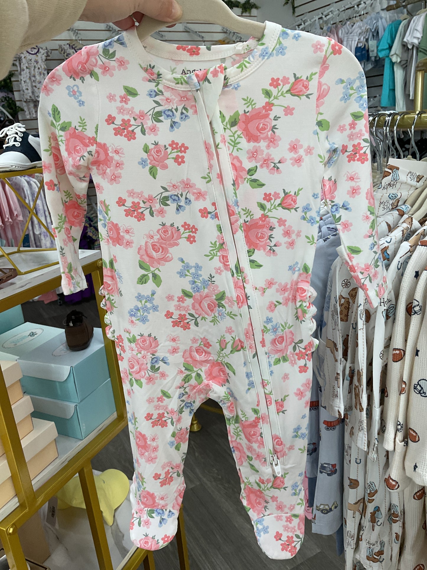 AD Cute Little Roses 2 Way Zipper Footie