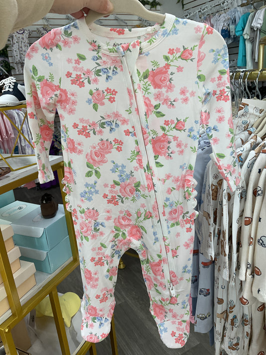 AD Cute Little Roses 2 Way Zipper Footie