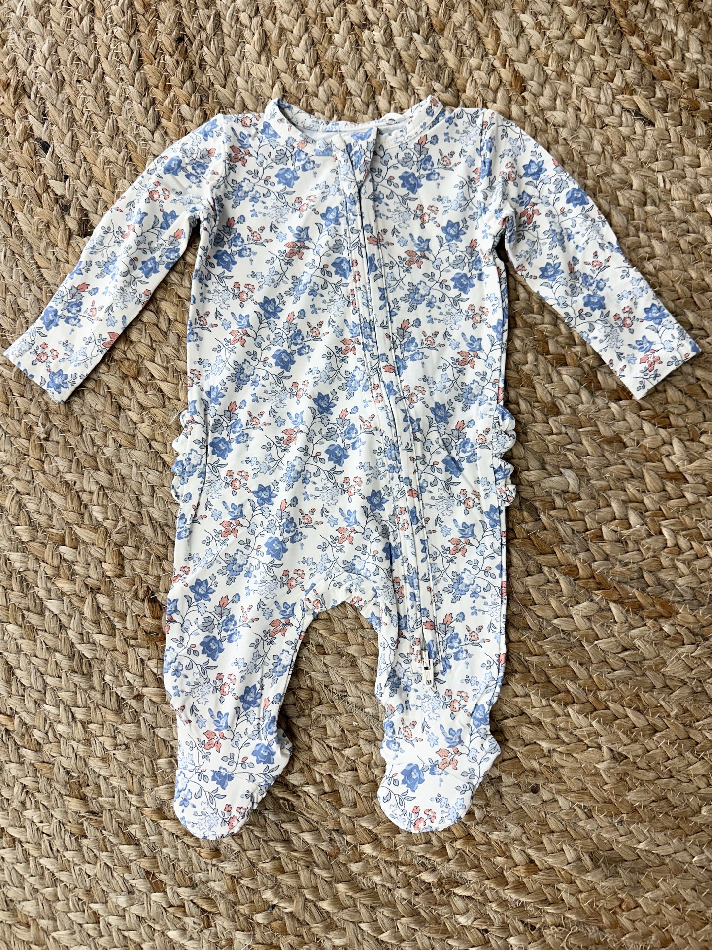 AD Fall Floral 2 Way Zipper Footie
