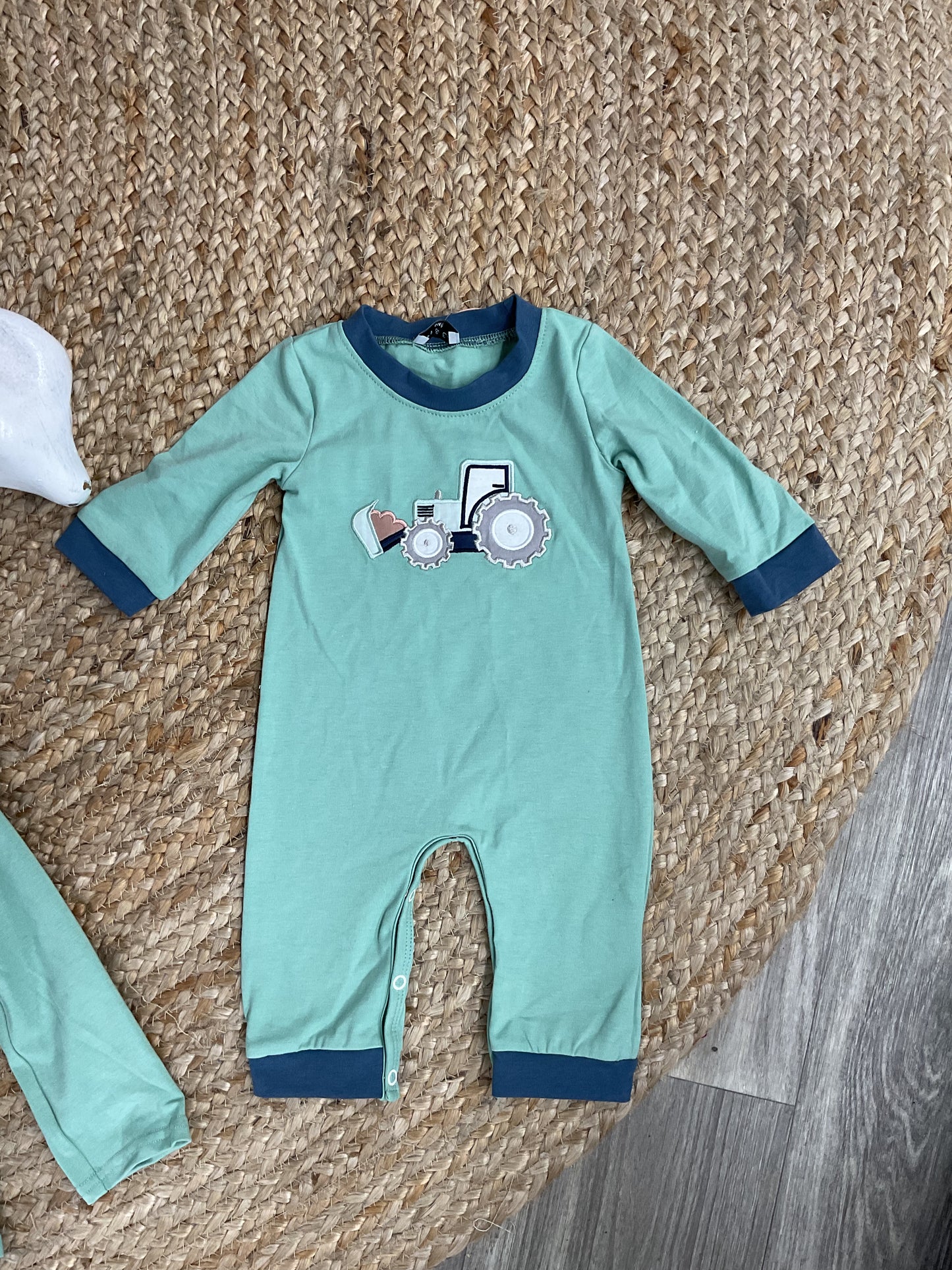 Blue Tractor Applique Romper