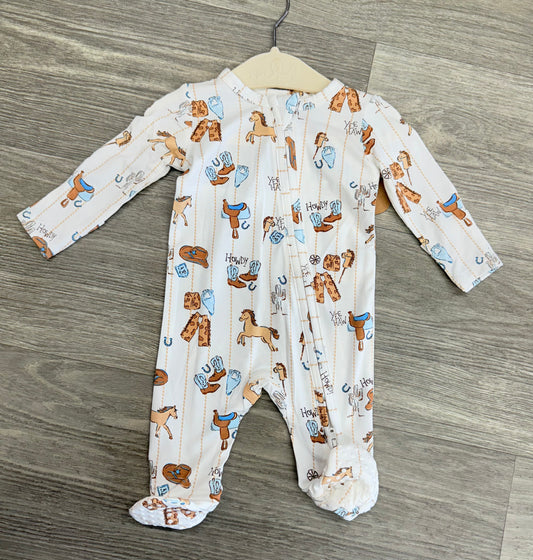 AD Cowboy Nursery 2 Way Zipper Footie