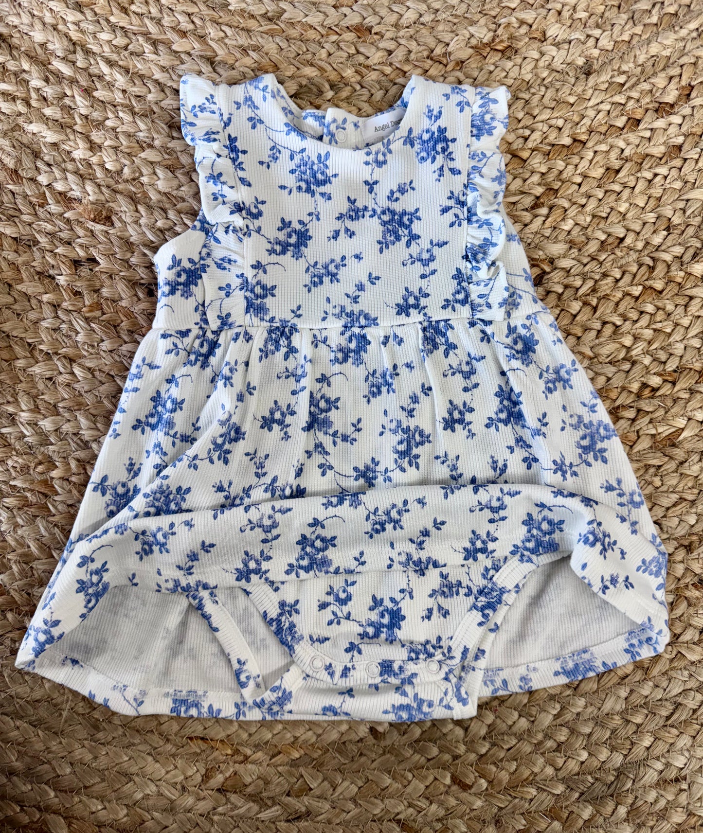 AD Baby Blue Vines Floral Bodysuit Dress