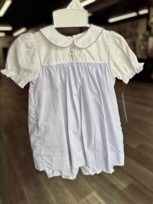 Lavender Bunny Embroidered Dress