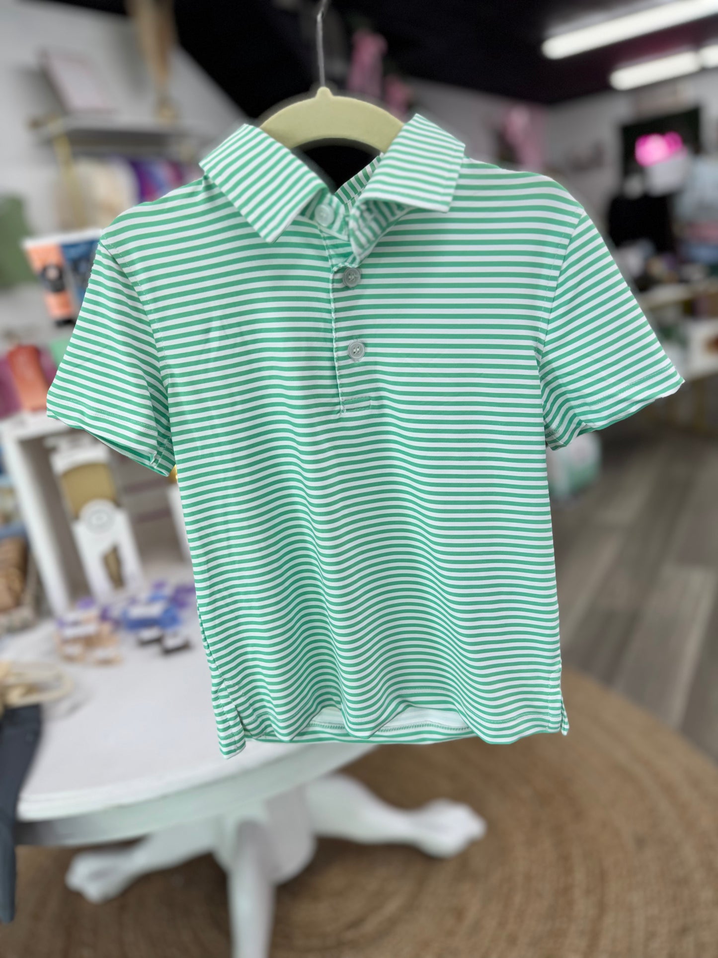 Meripex Green/White Striped Polo
