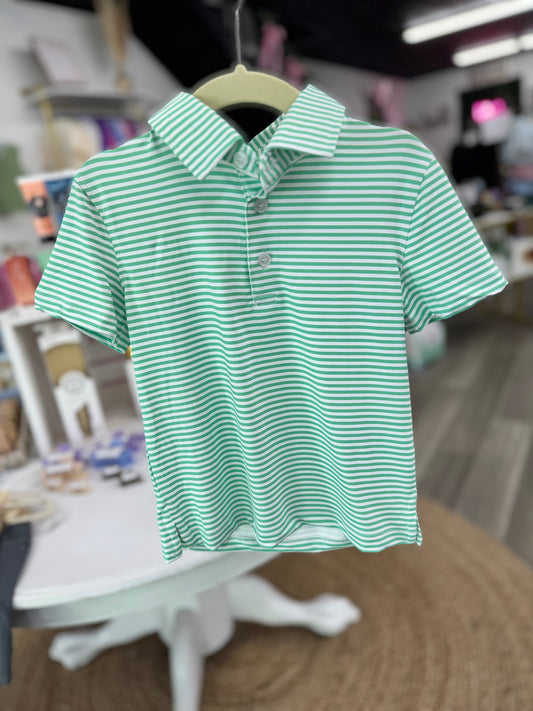 Meripex Green/White Striped Polo