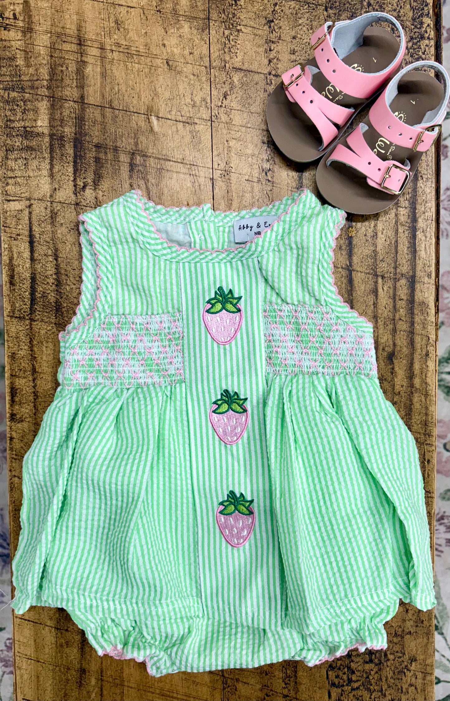 Strawberry Smocked Ruffle Bubble