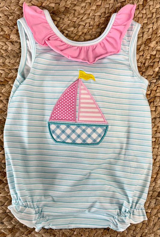 Sailboat Applique Ruffle Bubble