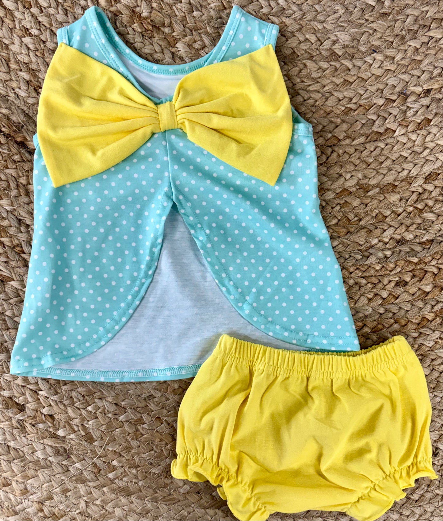 Lemon Smocked Bow Bloomer Set