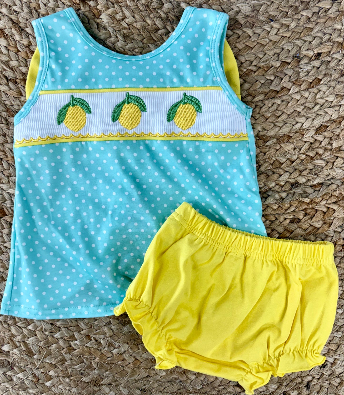Lemon Smocked Bow Bloomer Set