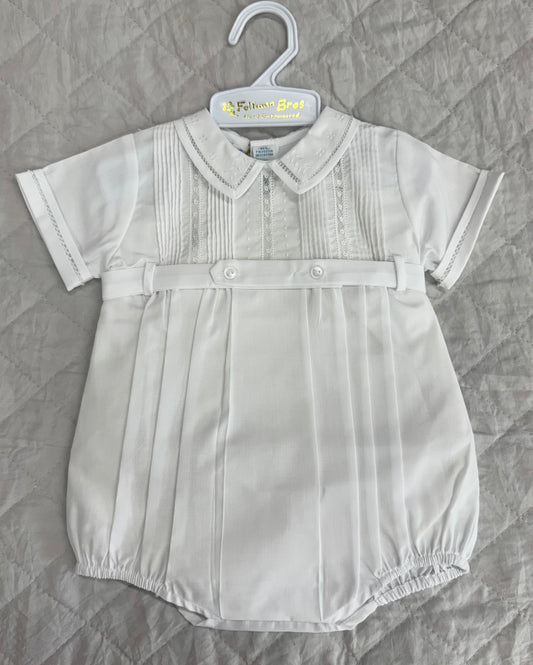 FB 963 Boys Button Belt Creeper - White