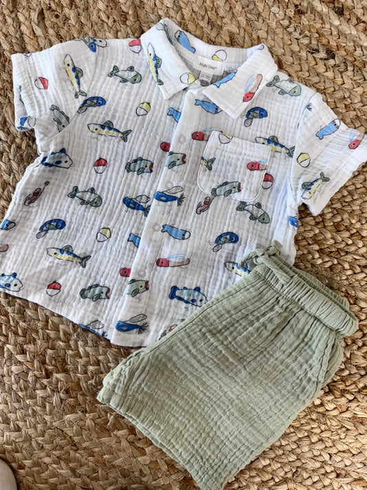 AD Fishing Lures Polo Shirt & Casual Shorts