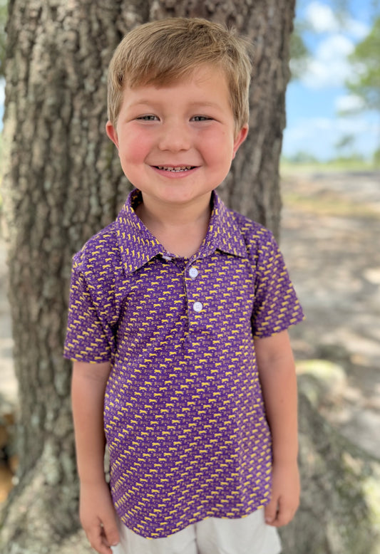 Meripex Tiger LA Outline Purple/Gold Polo