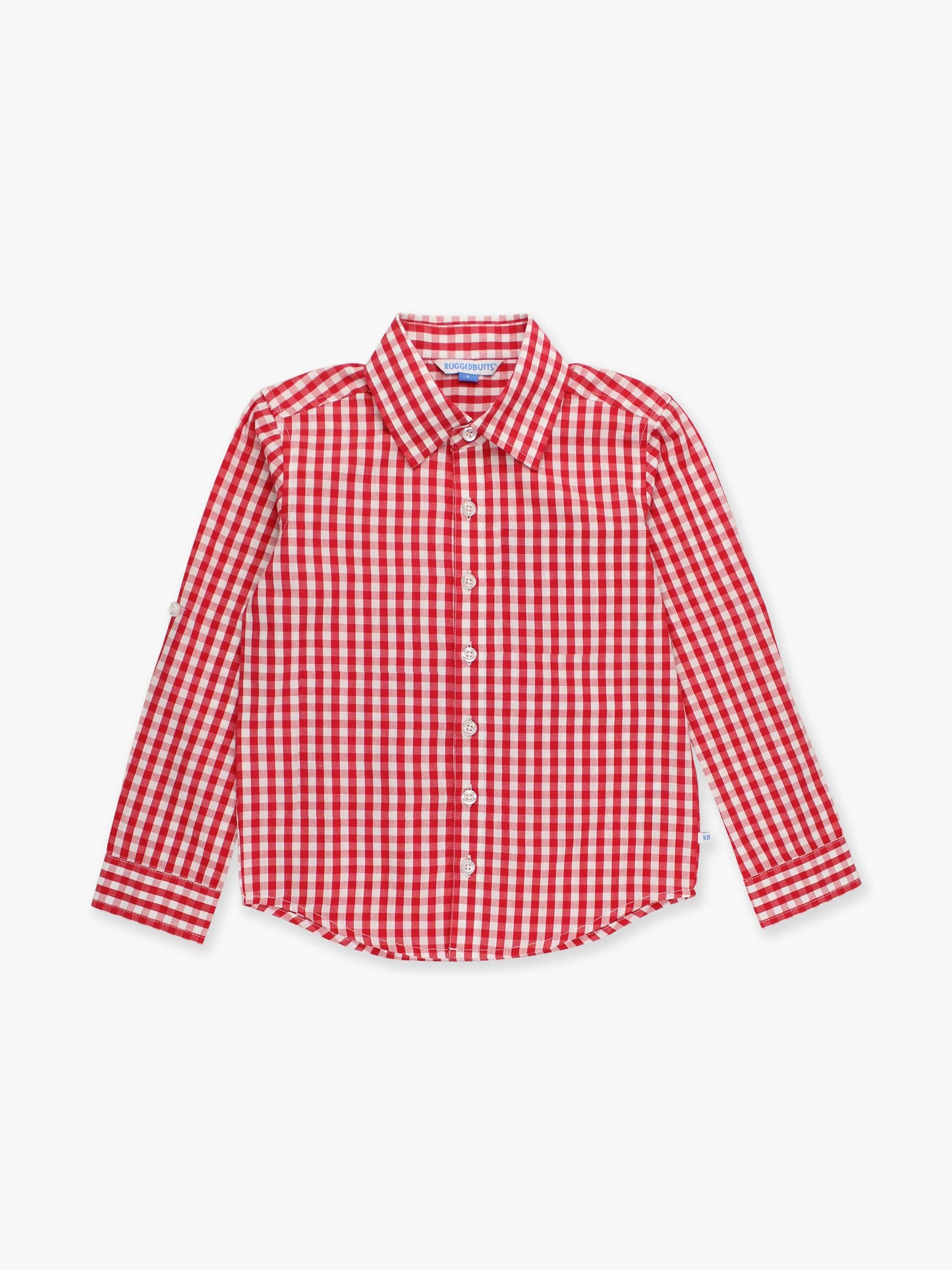 Boys Christmas Classic Red Gingham Long Sleeve Button Down Shirt