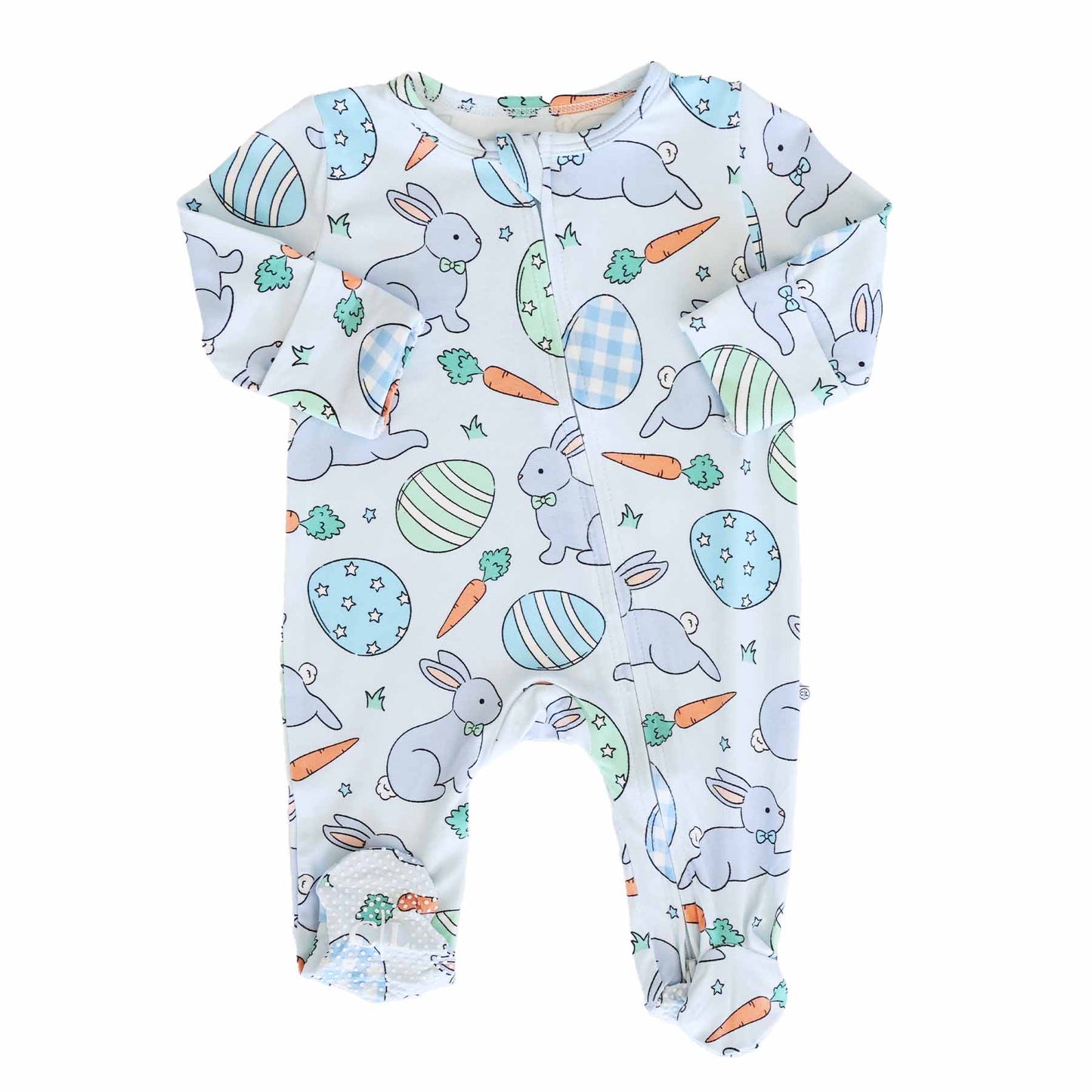 Hoppy Spring Zipper Footie | Blue