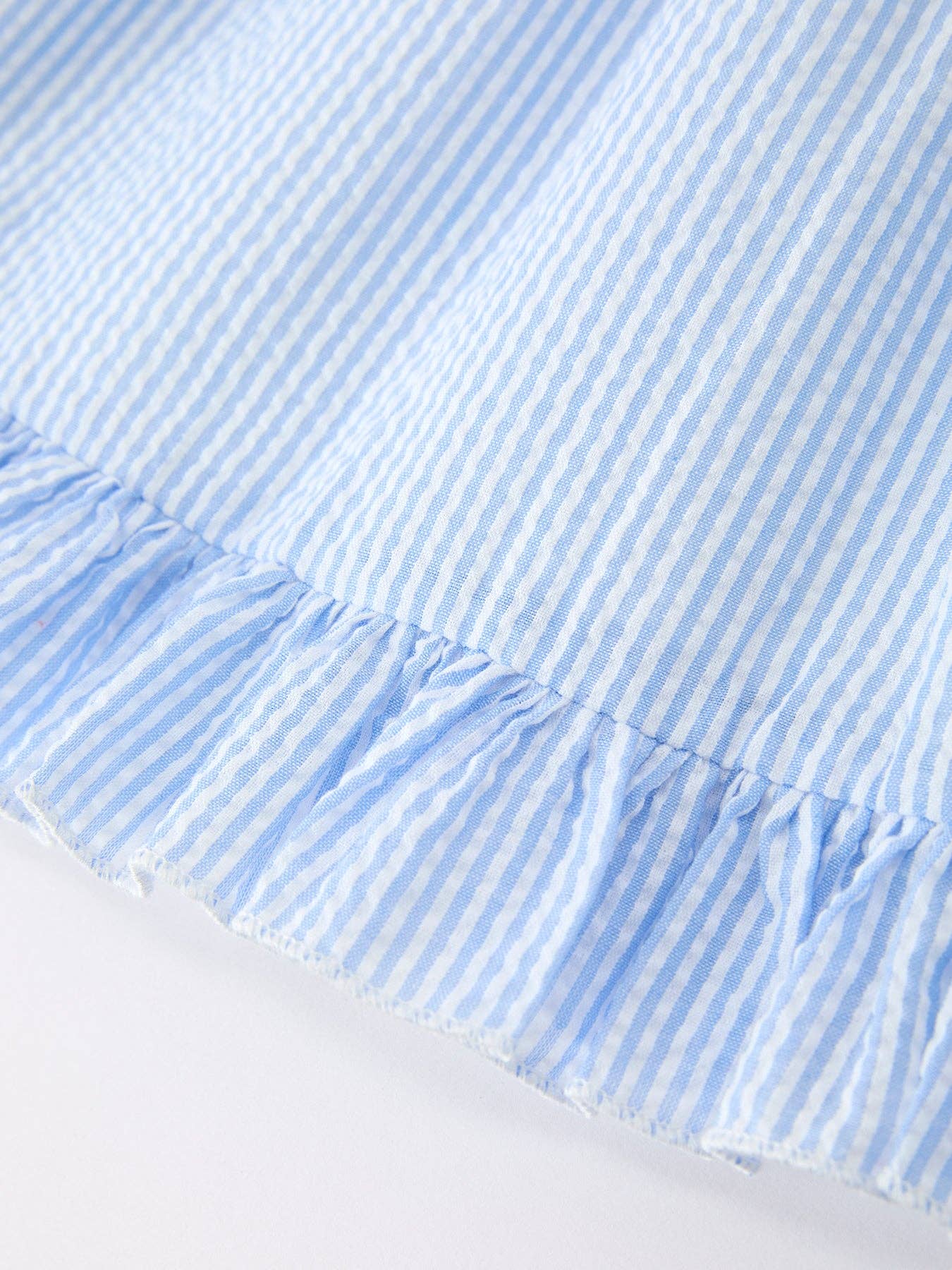 Summer Bus Applique Girls Dress Blue Stripe Ruffle
