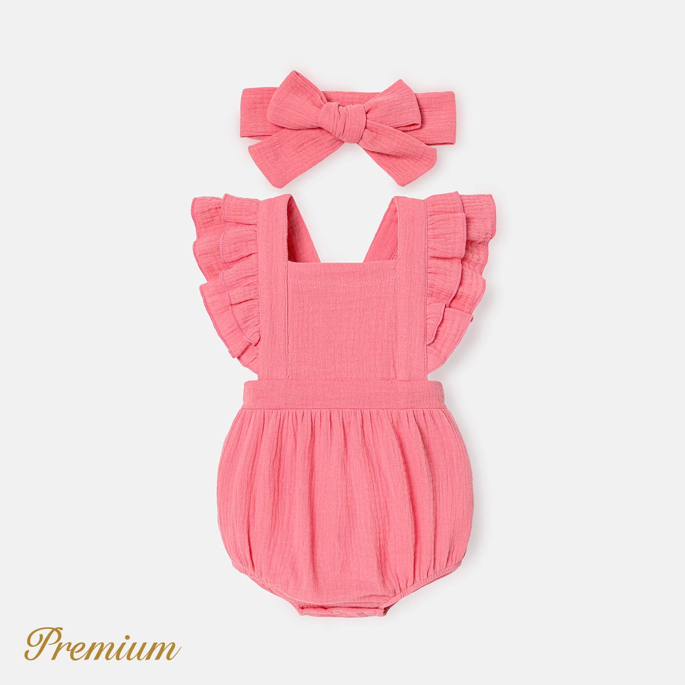 Light Blue Crepe Solid Ruffle Trim Bubble