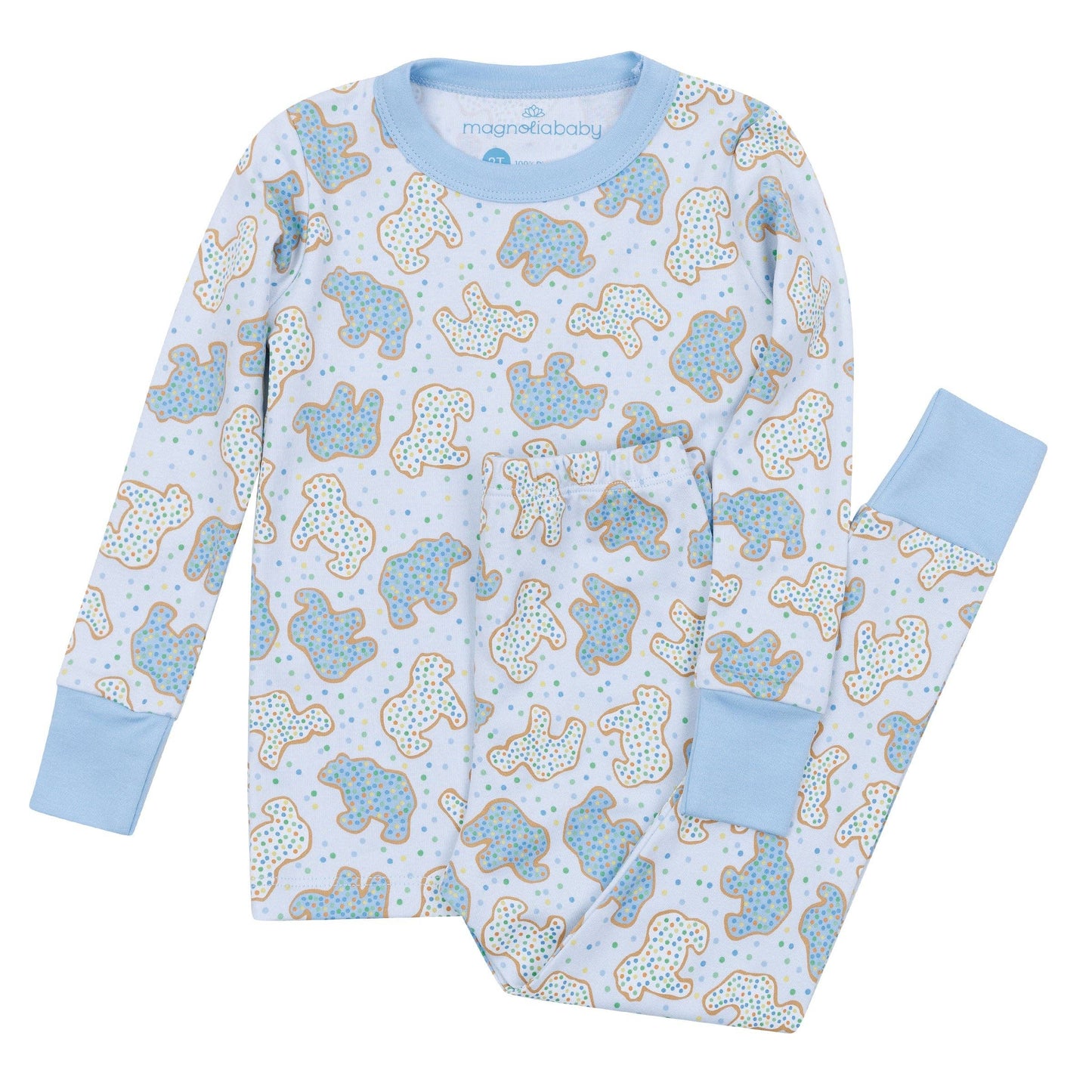 Animal Crackers Long Pajamas - Light Blue