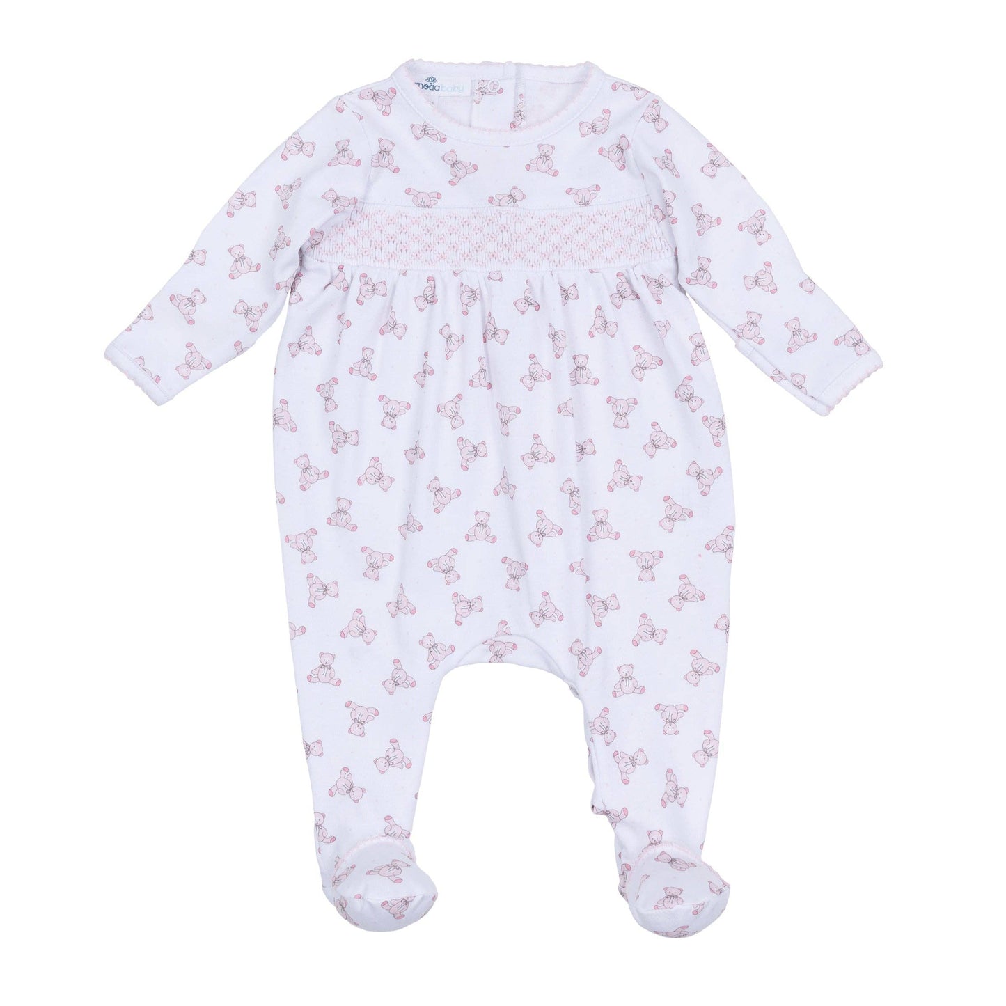 Baby's Teddy Smocked Footie - Pink