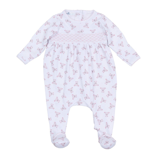 Baby's Teddy Smocked Footie - Pink