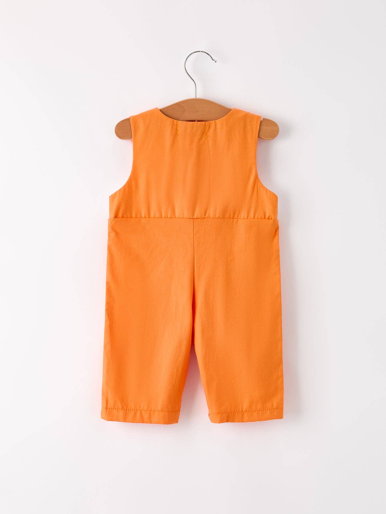 Fall Orange Pumpkin Smock Embroidery Baby Boy Romper