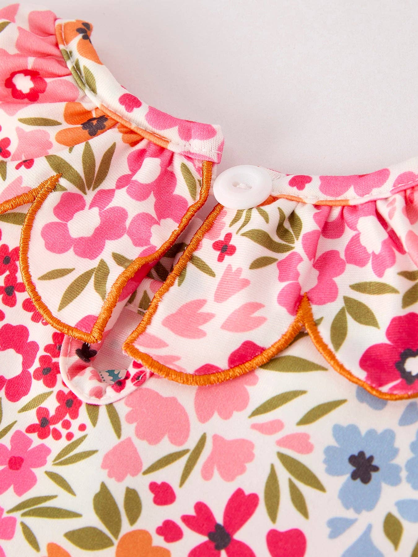 Halloween Pumpkin Bow Smock Embroidered Floral Dress