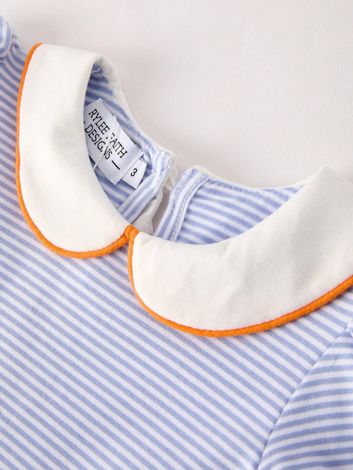 Fall Lapel Stripe Pumpkin Applique Bow Girls Dress