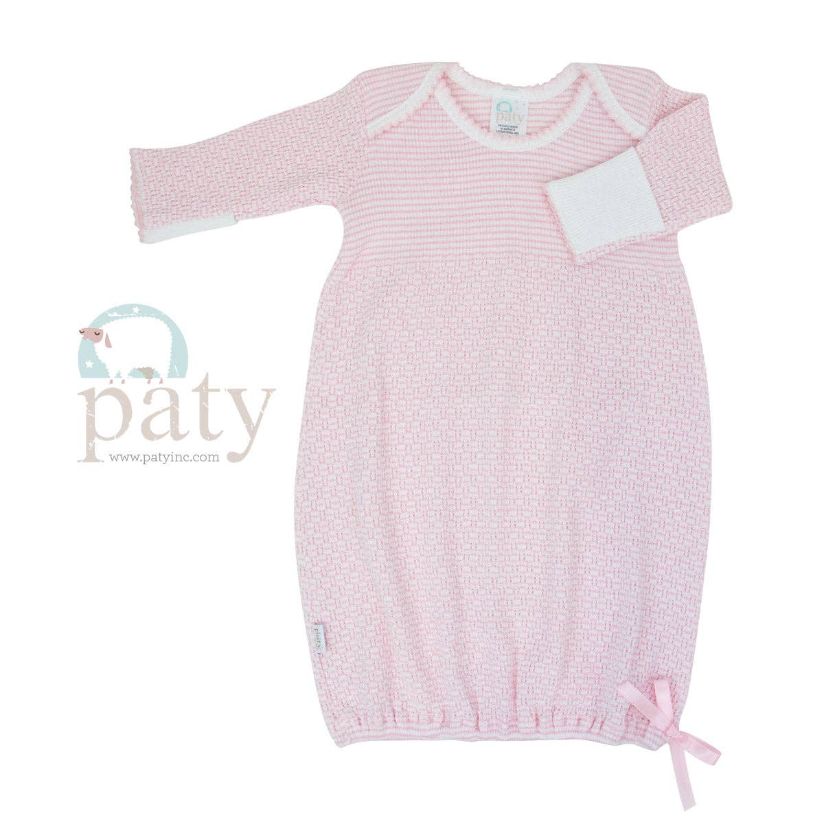 Paty Knit Overlap Shoulder Gown (Solid Color with Bow) #215
