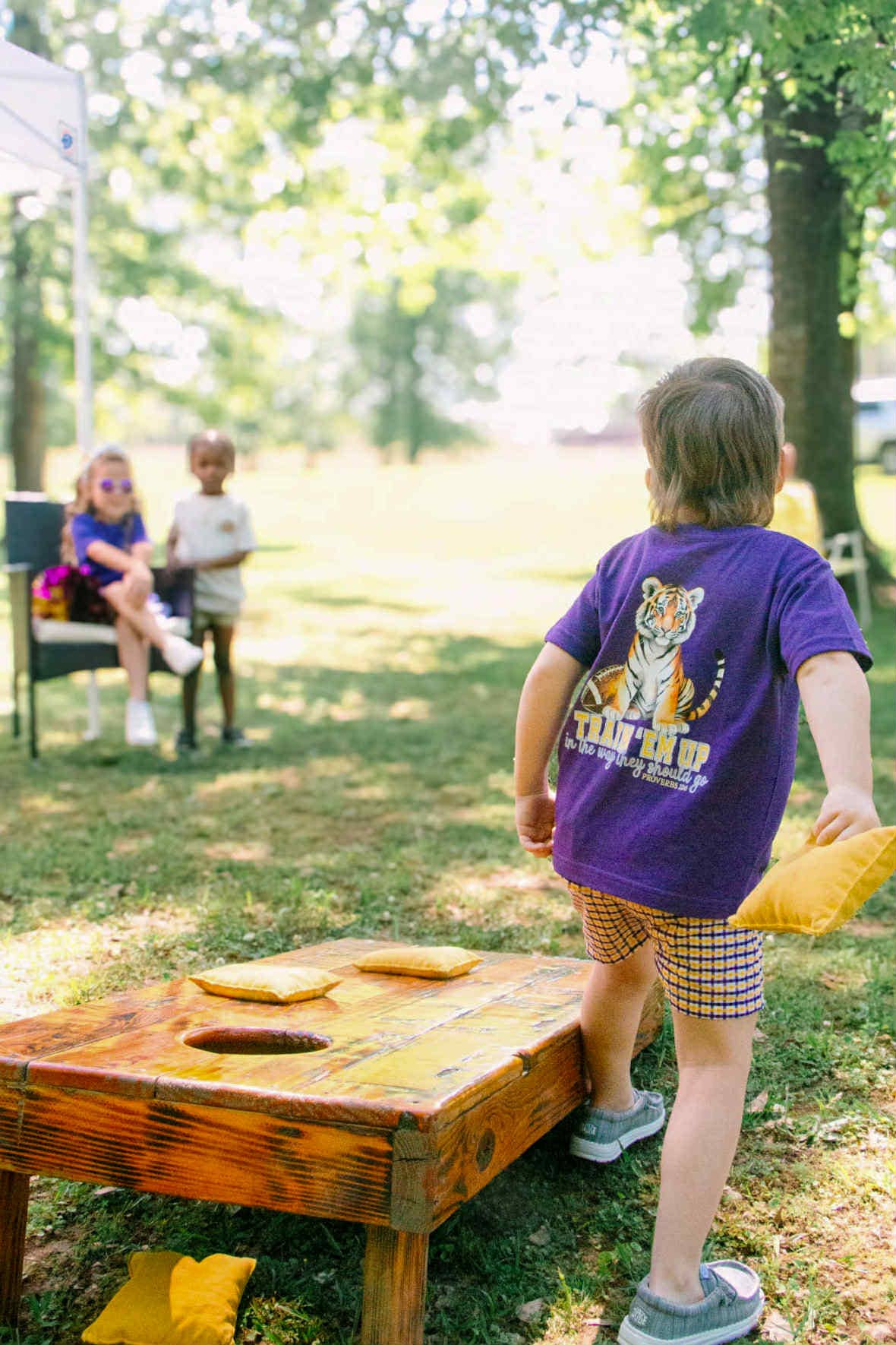 Train up a Tiger | Football Kid’s Tee | Purple + Gold