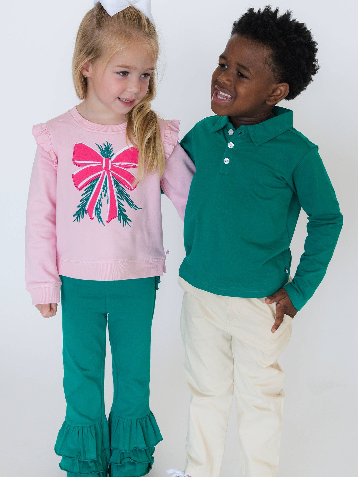 Boys Emerald Green Knit Long Sleeve Polo Shirt
