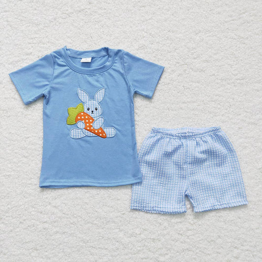 Boys Blue Easter rabbit shorts set